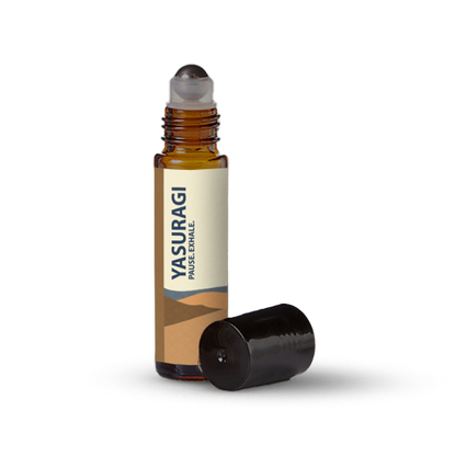 Yasuragi essential oil roller bottle on a transparent background.